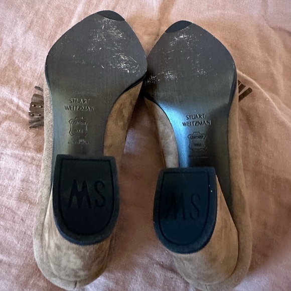 Stuart Weizman Broom Tassel Suede Block-heel Pumps size 5 1/2 M - Picture 4 of 5